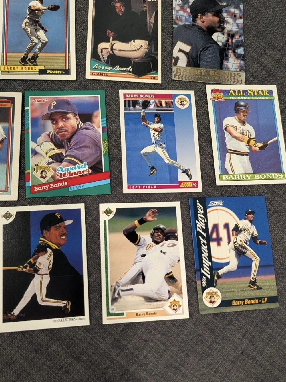 Barry Bonds 1990s Insert 19 Card Lot Team Pinnacle Topps Gold Pirates Giants